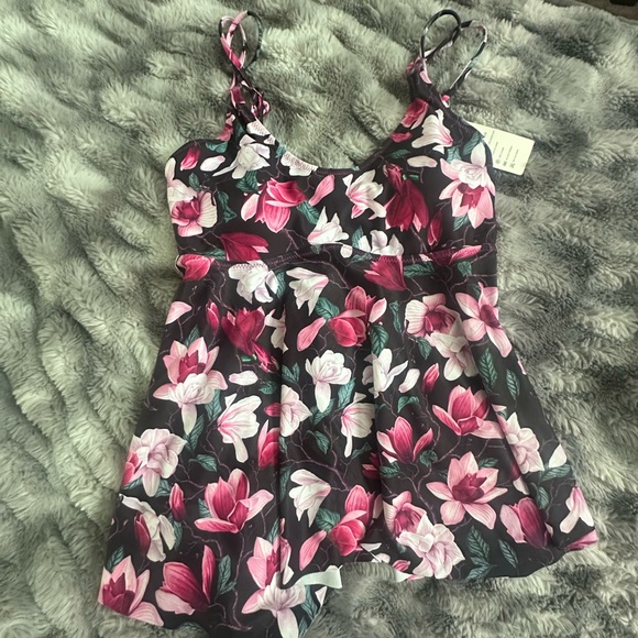 Floral Spaghetti Swim Top - Picture 1 of 4